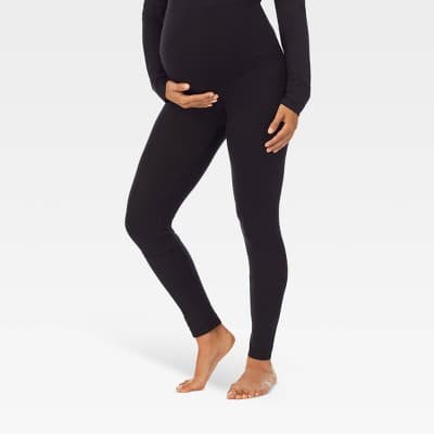 Warm Essentials by Cuddl Duds Smooth Stretch Thermal Maternity Leggings - Black S