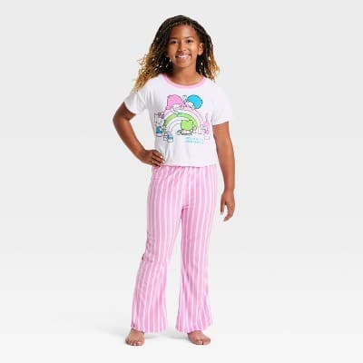 Girls' 2pc Hello Kitty and Friends T-Shirt and Pants Pajama Set - Pink XS