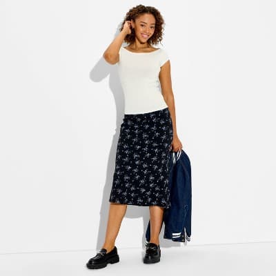 Women's Short Sleeve Lapped Neckline Ribbed T-Shirt - Wild Fable™ Cream M