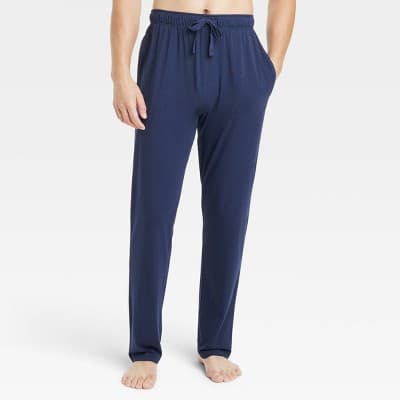 Men's Cotton Modal Knit Pajama Pants - Goodfellow & Co™ Navy Blue M: Elastic Waistband
