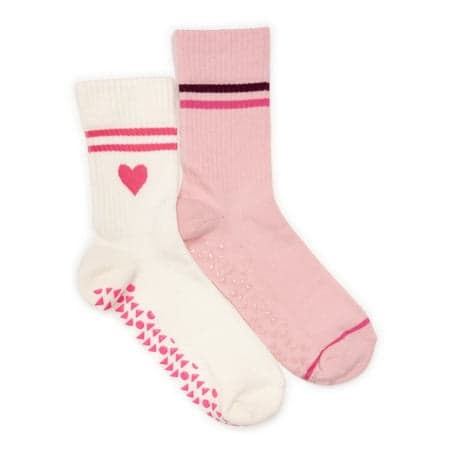 MUK LUKS Women's Pilates Cotton Crew Socks, 2-Pack, Shoe Sizes 6-10