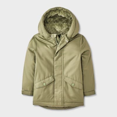 Toddler Boys' Cozy Lined Playground Parka Jacket - Cat & Jack™ Olive Green 12M