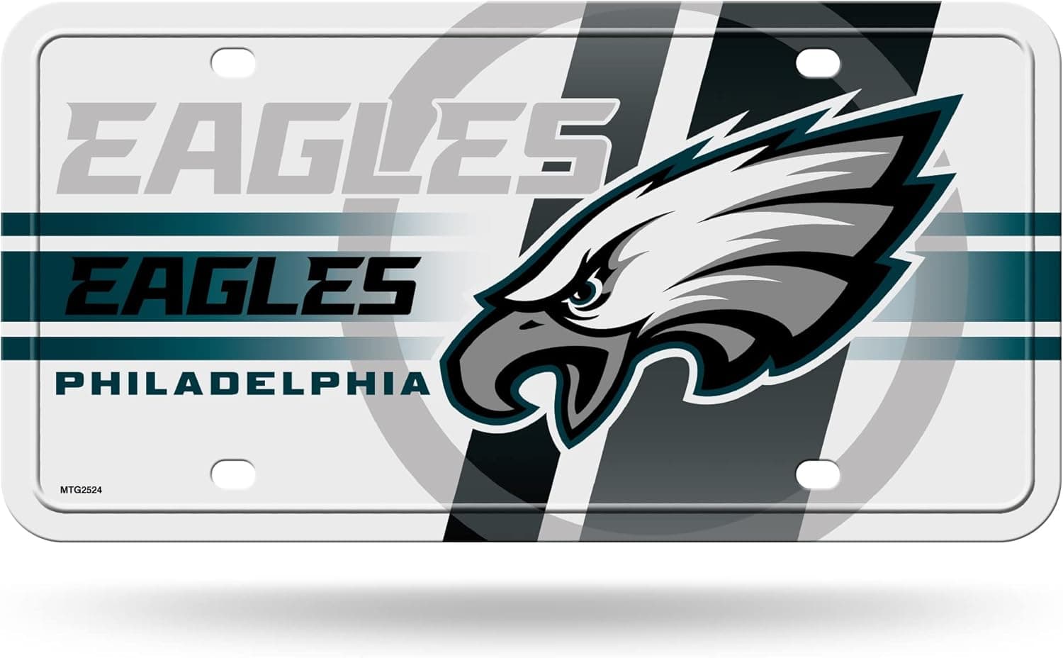 NFL Philadelphia Eagles White Metal Auto Tag - Great for Vehicles
