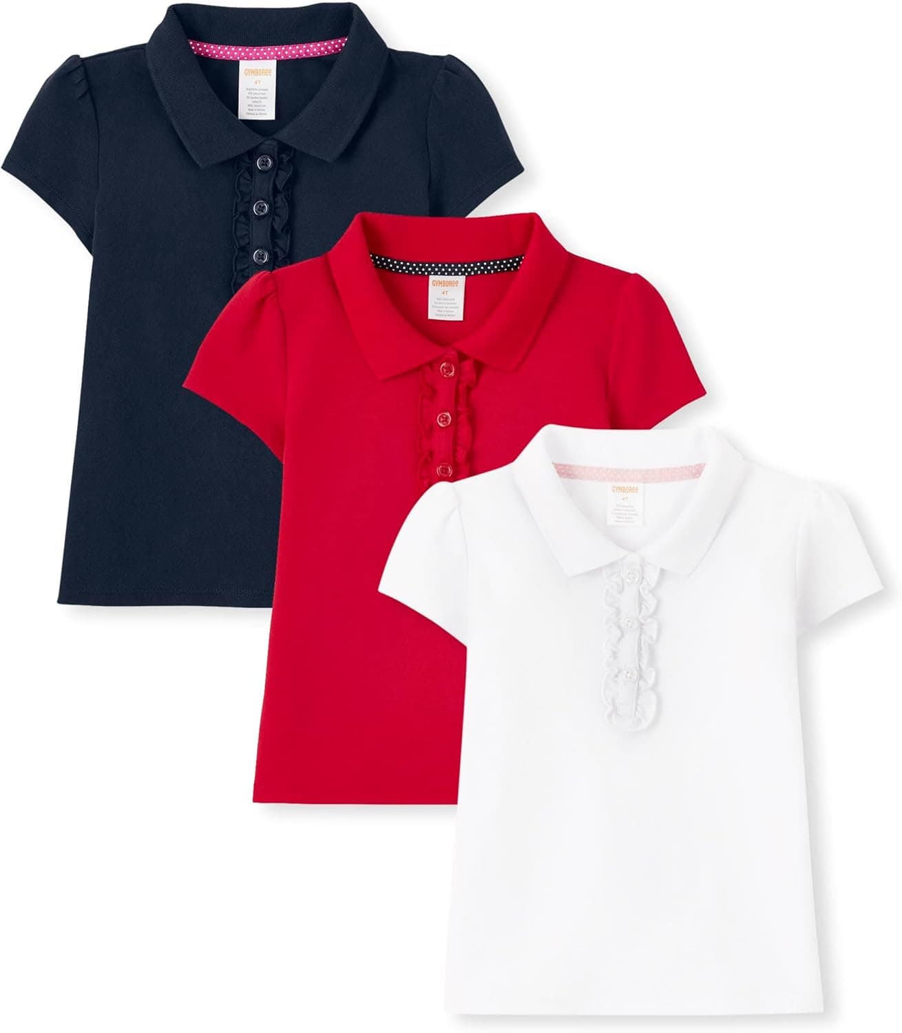 3-Pack Gymboree Girls & Toddler Ruffle Polo Shirts