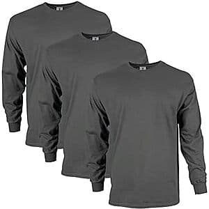 Gildan Ultra Cotton Long Sleeve Tees, 3-Pack for $13.20