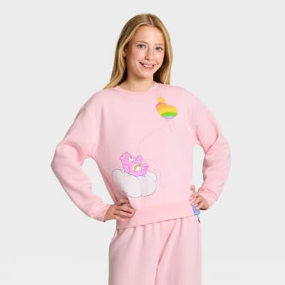 Girls' Care Bears Fleece Sweatshirt - Light Pink L
