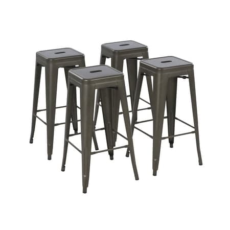 Howard 30inch Metal Bar Height Stool, Set of 4, Gunmetal Color, Backless Style for Indoor