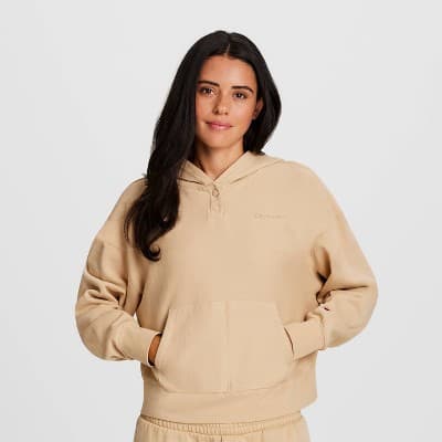 Champion Women's Vintage Wash Fleece Hooded Sweatshirt - Tan L