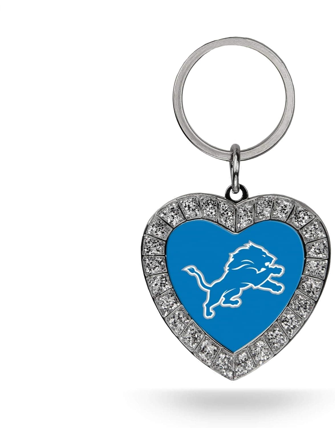 Stylish NFL Detroit Lions Metal Rhinestone Heart Keychain