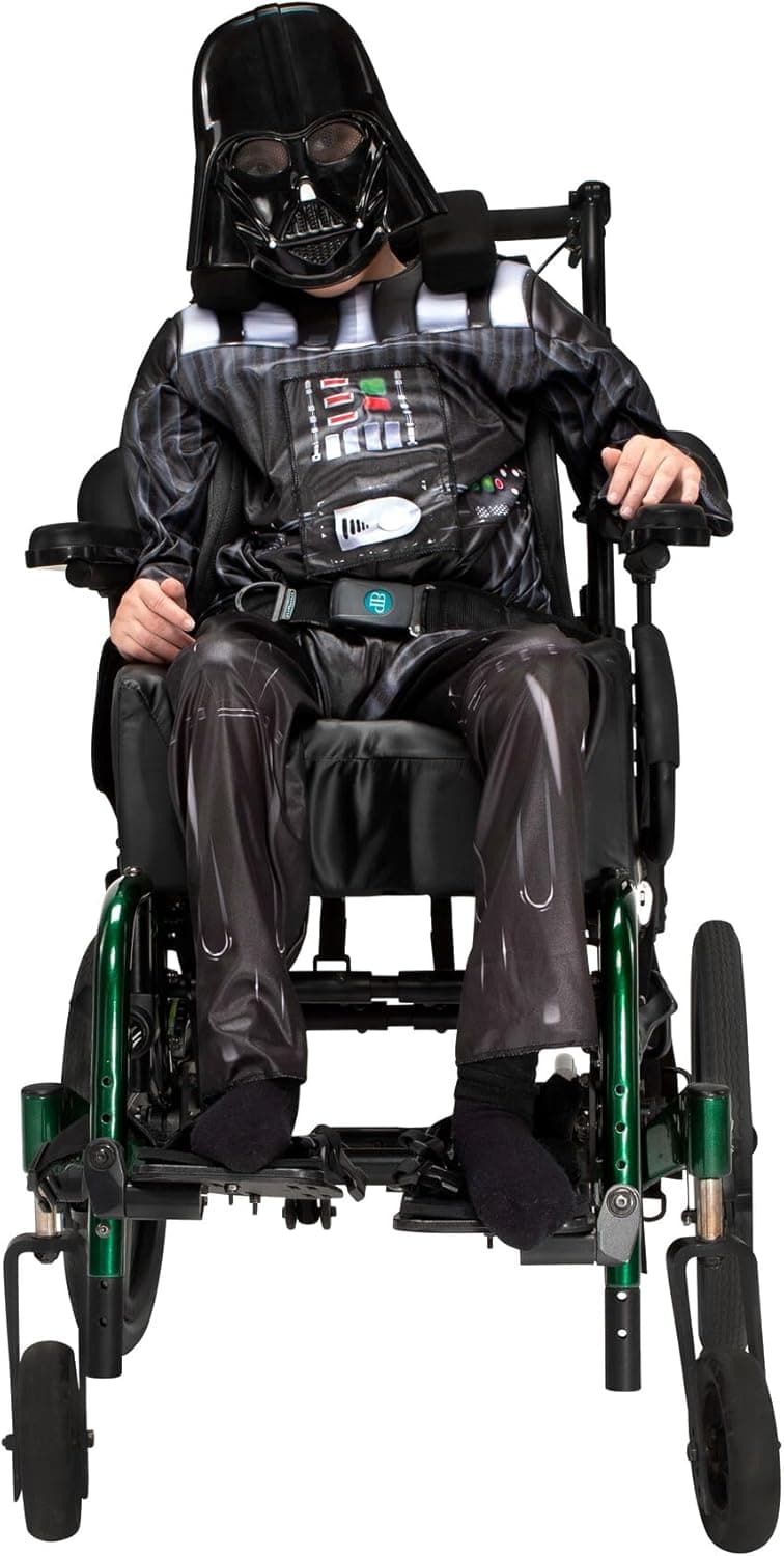 Star Wars Darth Vader Official Youth Adaptive Costume - Thoughtfully Designed Costumes with Adaptive Features for Easy and Comfortable Wear (Wheel Cover Sold Separately) (S) Multi