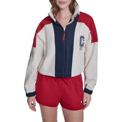 Champion Women's Olympic Cropped Windbreaker Jacket - Cream S