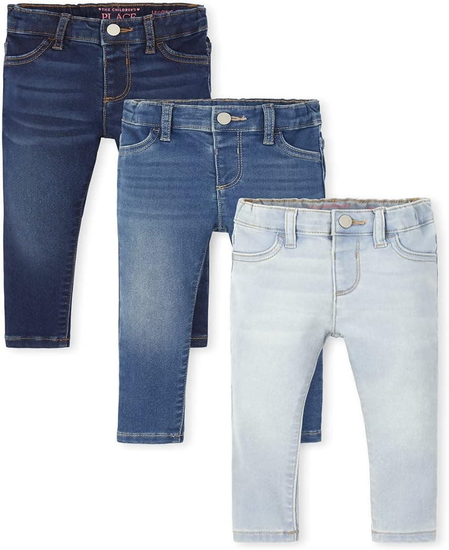 The Children's Place Baby Girls and Toddler Super-Soft Stretch Denim Legging Jeans Skort, Brooke Wash/Ice Wash/Reflection Blue Wash, 5T US