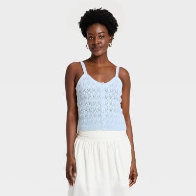 Women's Western Crafted Tank Top - Universal Thread™ Light Blue XL