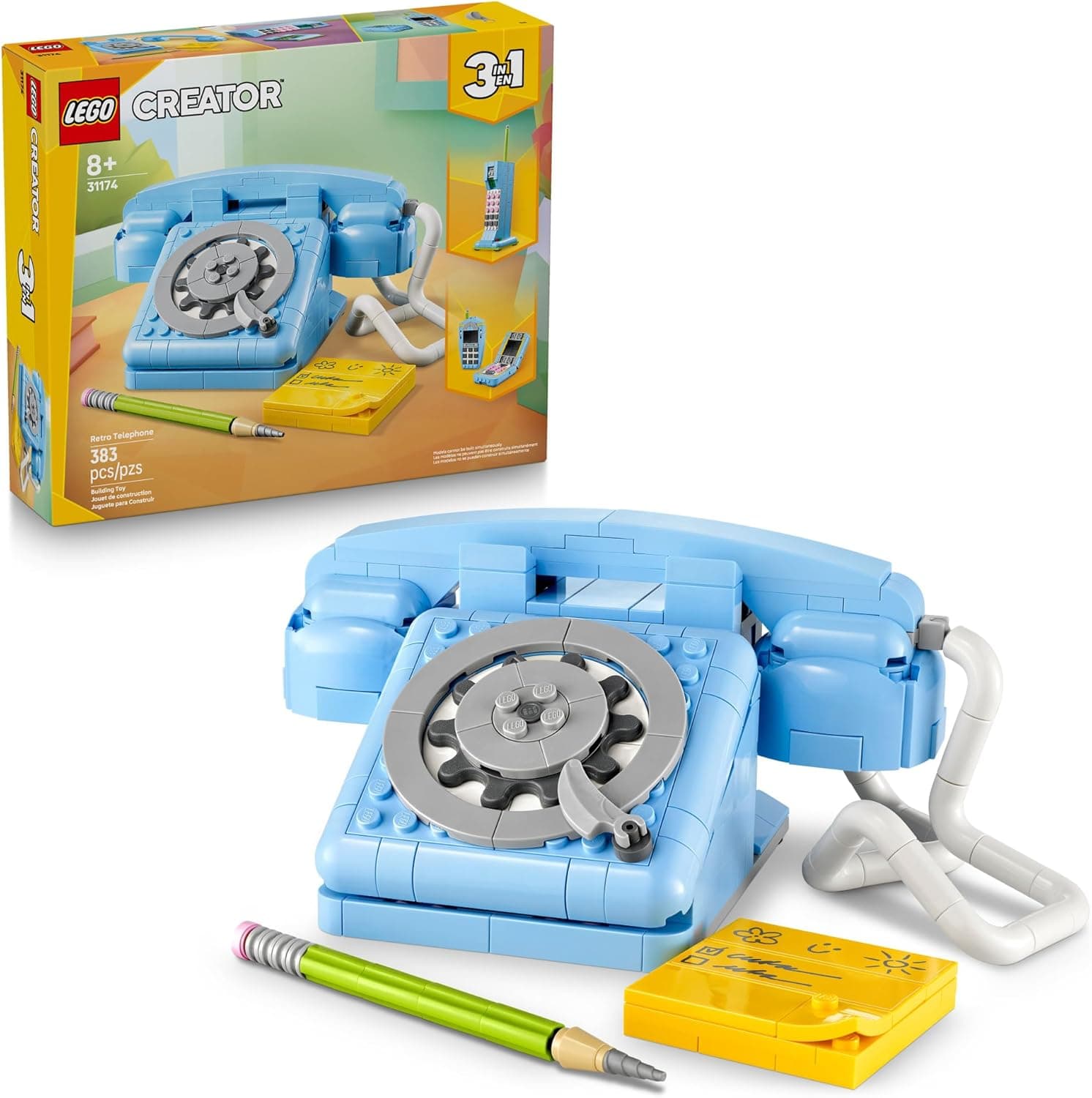 Retro LEGO Telephone - 3-in-1 Building Toy for Ages 8+