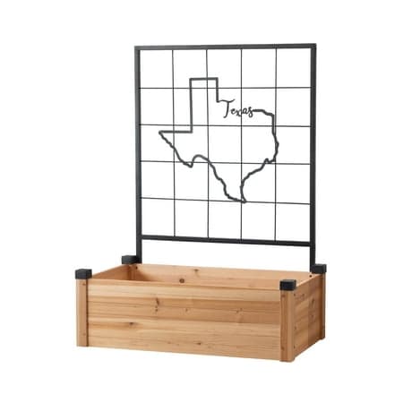 Expert Gardener Wooden Raised Bed with Metal Texas Trellis, 2.6 cu ft
