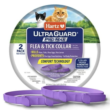 Hartz UltraGuard ProMax Flea & Tick Collar for Cats & Kittens with Comfort Technology, 2 Pack