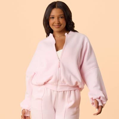 Blogilates Women's Marshmallow Bomber Jacket - Light Pink 2X