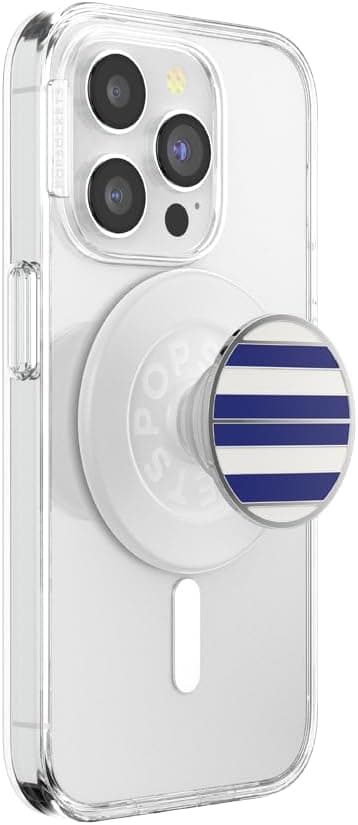 Magnetic PopSockets Grip: Navy Blue Nautical Stripe