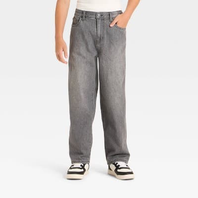 Boys' Mid-Rise Baggy Jeans - art class™ Gray Wash 4