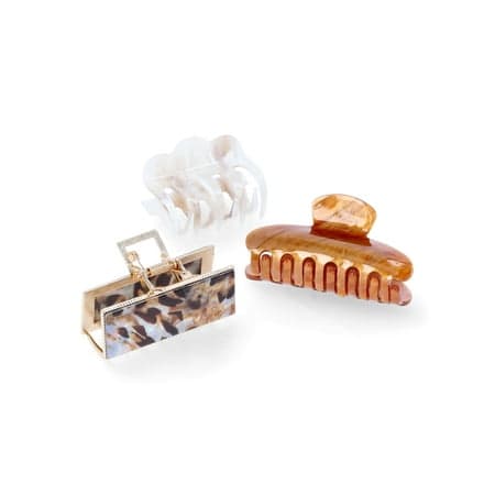 Time and Tru Women’s Metal and Plastic Hair Claw Clip Set, 3-Piece
