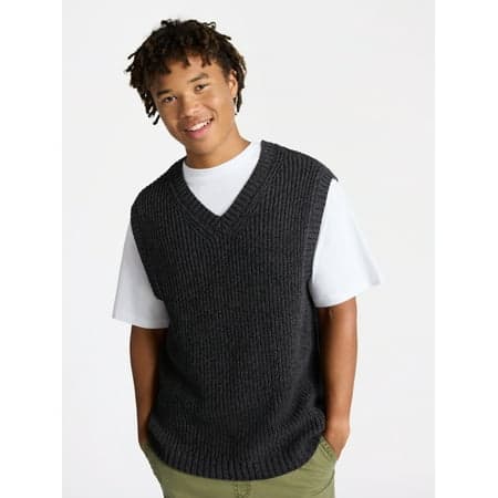 No Boundaries V Neck Marled Vest, Men's & Big Men's