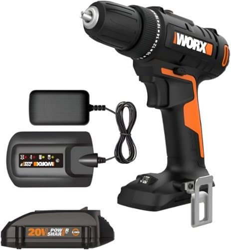 WORX - WX100L Power Share 20V 3/8" Drill/Driver (1 x 2.0Ah Battery & 1 x Charger Included) - Black