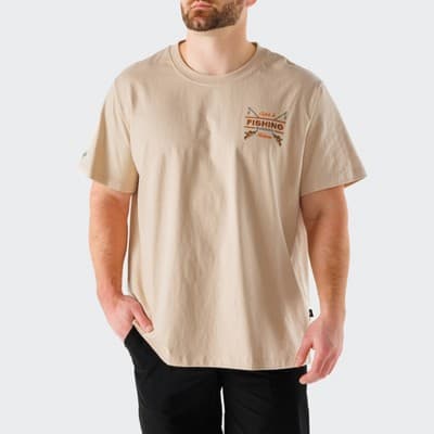 Waggle Men's Fishing Buddies T-Shirt - Tan L