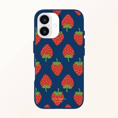 Kate Spade New York Protective Phone Case for iPhone 16 with MagSafe - Strawberry Dotted: Classic Pattern, PET/TPU/ABS Material