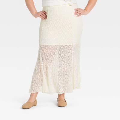 Women's Western Lace Maxi Skirt - Universal Thread™ Cream XXL