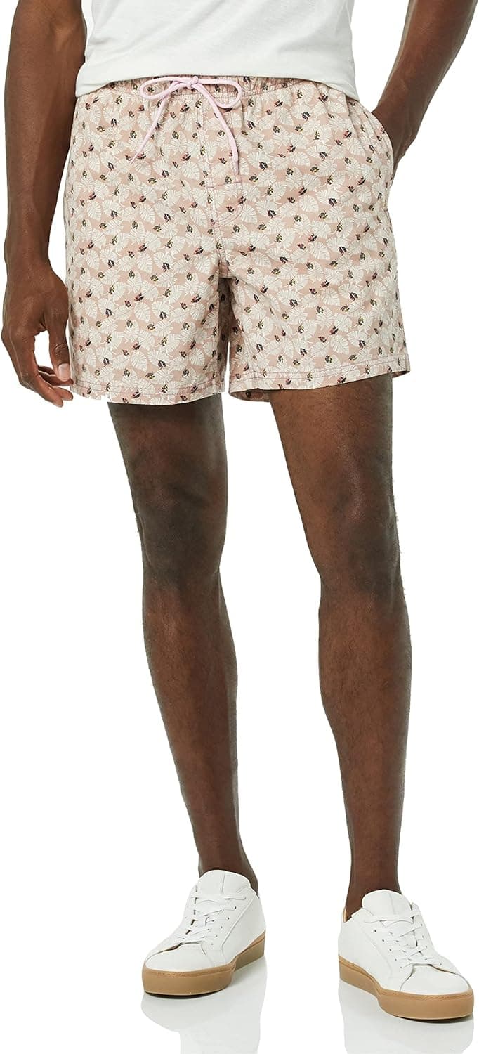 Amazon Essentials Drawstring Twill Shorts - Lavender Palm Leaf
