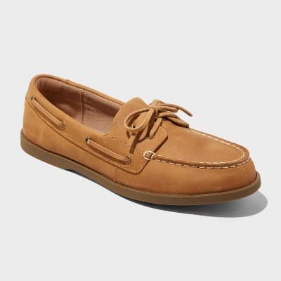 Men's Bennett Genuine Leather Loafers with Memory Foam Insole - Goodfellow & Co™ Cognac 10.5: Pull-On, Flexible TPR Outsole
