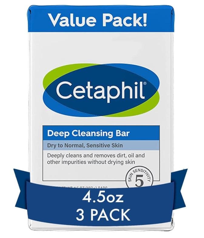 Cetaphil Deep Cleansing Face and Body Bar Soap (3-Pack)