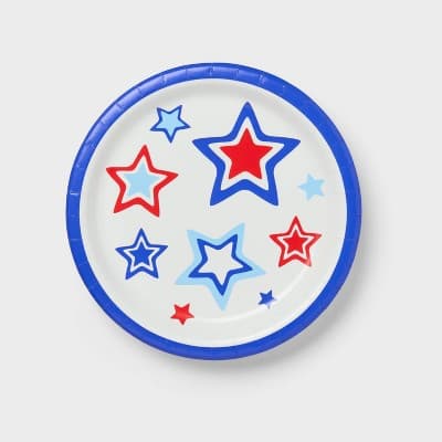 20ct 7" 4th of July USA Star Snack Paper Plates - Spritz™