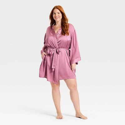 Women's Satin Robe - Auden™ Pink 1X-2X