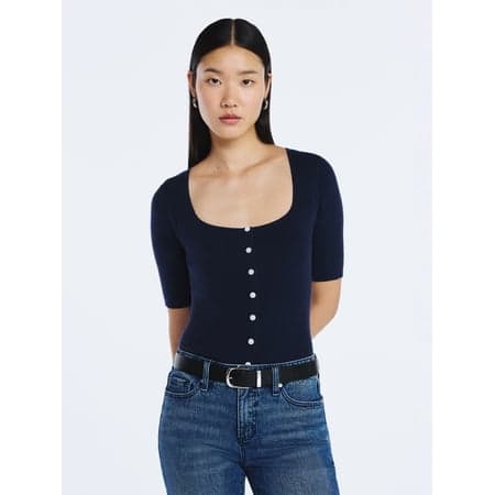 Scoop Women's Square Neckline Cardigan Sweater with Short Sleeves, Lightweight, Sizes XS-XXL