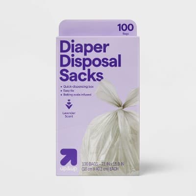 Disposable Diaper Bag Sack 100ct - up&up™: Compatible with Most Diaper Pails, 50% Recycled Plastic, 15.9" Height