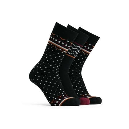 Polar Heat Socks for Men, 3 Pairs Spandex-Polyester Acrylic Crew Socks, Burgundy, Size 7-12