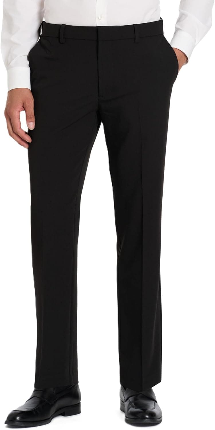 Van Heusen Men's Solid Soft Lux Straight Leg Pant, Black - Soft Lux, 29IN