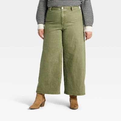 Women's High-Rise Sailor Wide Leg Ankle Jeans - Universal Thread™ Green 26