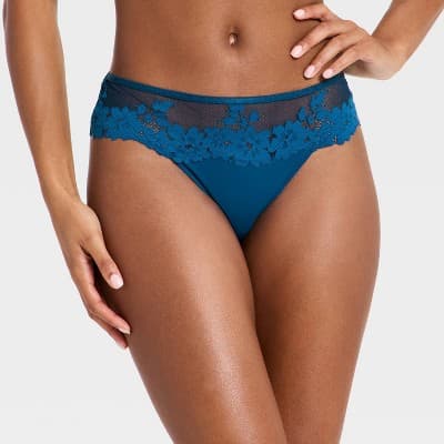 Women's Bloom Edge Lace Cheeky Underwear - Auden™ Blue S