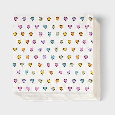 30ct Disco Hearts Wave Paper Napkins White - Roller Rabbit x Target
