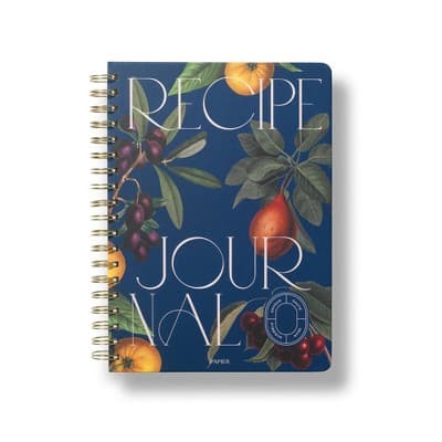 PAPIER 150pg Recipe Journal 9.84"x7.48" Floating Fruit: Guided Spiral Notebook for Recipes, Hard Cover