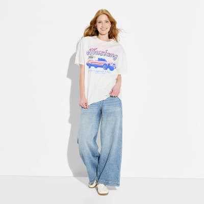 Women's Ford Mustang OS Short Sleeve Graphic T-Shirt - White L