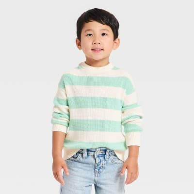 Toddler Boys' Striped Pullover Sweater - Cat & Jack™ Green 18M