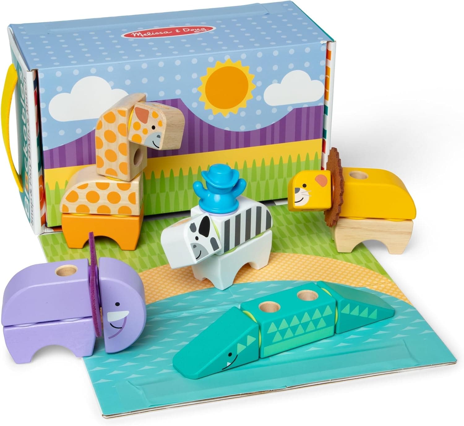 Melissa & Doug Blockables Safari Wooden Building Blocks