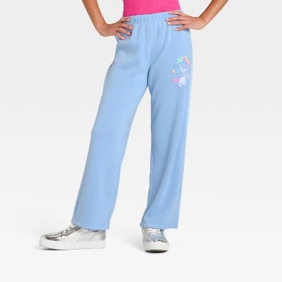 Girls' Disney Stitch Fleece Sweatpants - Aqua Blue L Plus