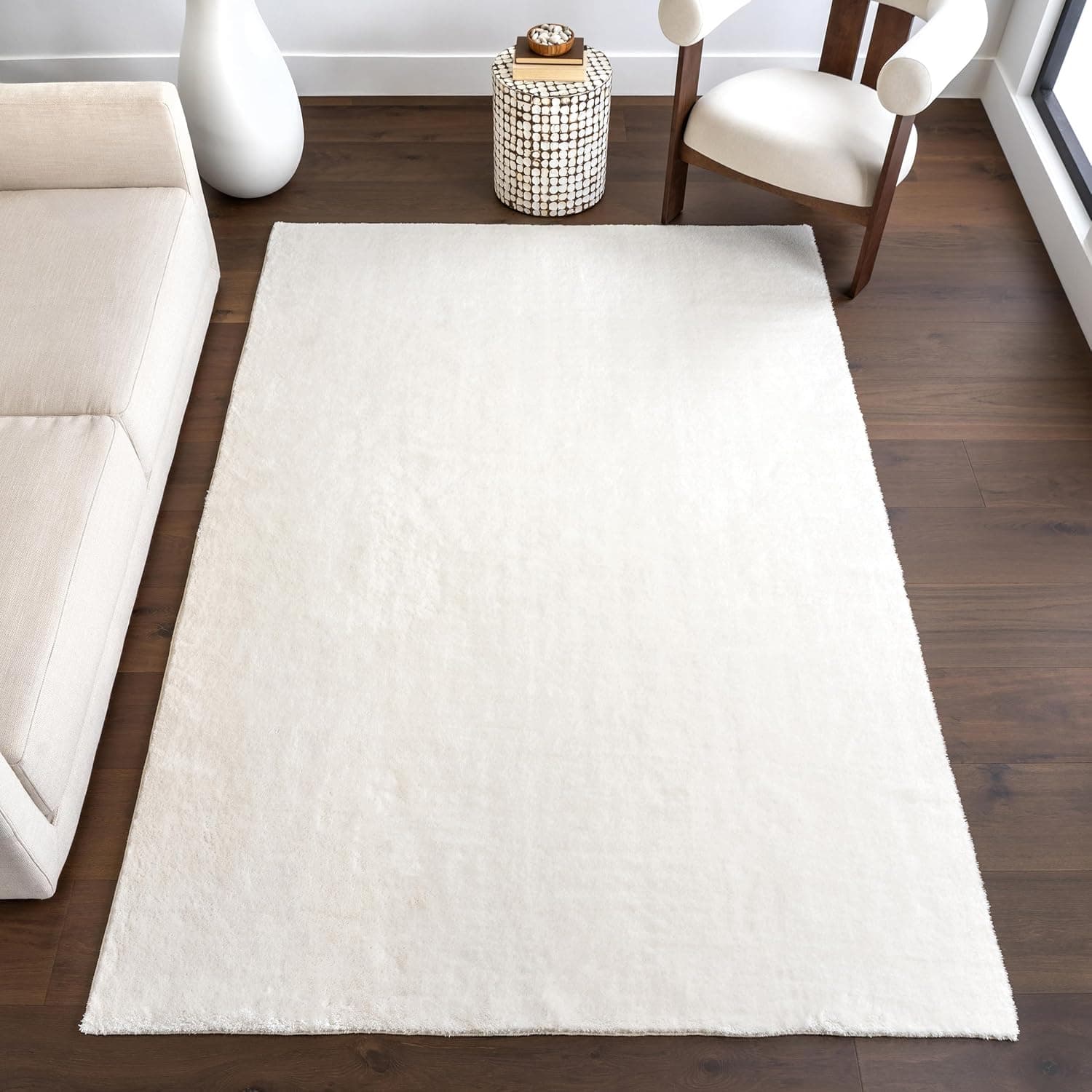 nuLOOM 3' x 5' Cozy Plush SuperiorWash Area Rug, Machine Washable, Non-Slip, Soft Fluffy Shag Carpet for Living Room Bedroom Kids Room Nursery Home Decor, Loni White