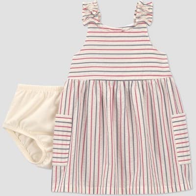 Carter's Just One You® Baby Girls' Multi Striped 4th of July Dress - White/Blue/Red 12M