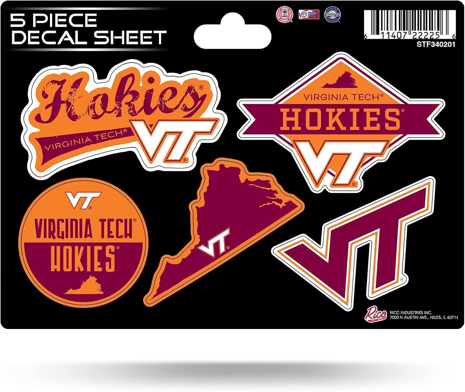 NCAA Virginia Tech Hokies 5-Piece Die-Cut Decal Sheet