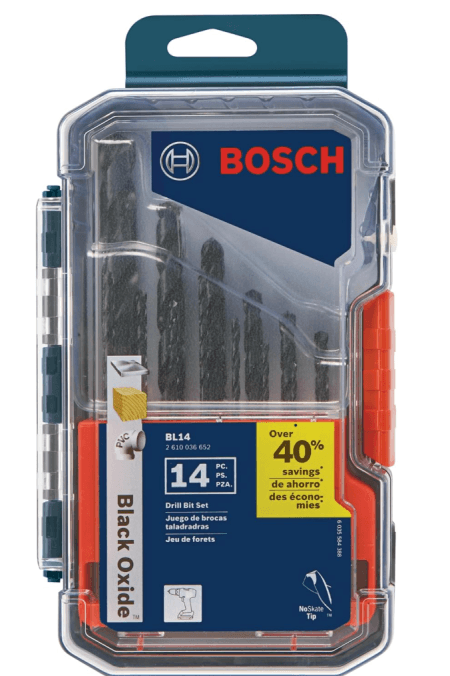 BOSCH BL14 14-Piece Assorted Drill Bit Set - Black Oxide Finish